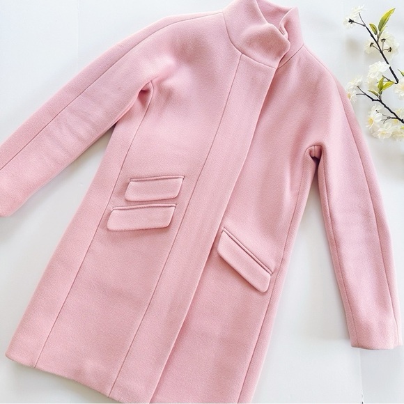 NEW J.Crew Pink Nello Gori Italian Stadium Cloth Wool Cocoon Coat Size 00